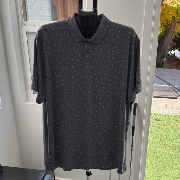 Nike Men's Charcoal Polo with Orange Flower Accents - Picture 1 of 4